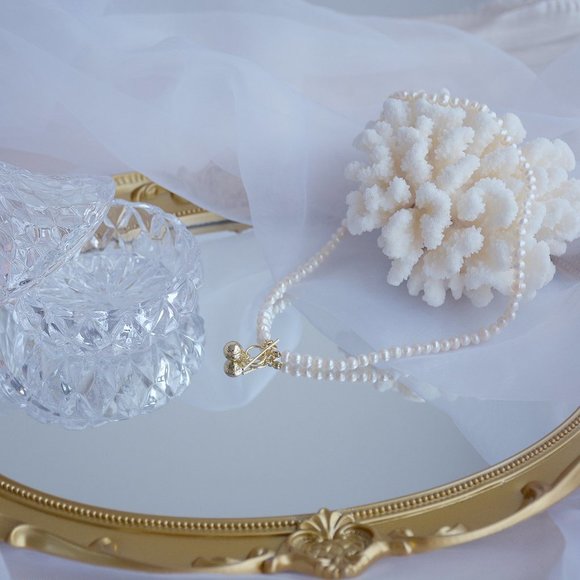 NEW 14K Gold Plated Pearl Toggle Bead Necklace - Picture 3 of 7